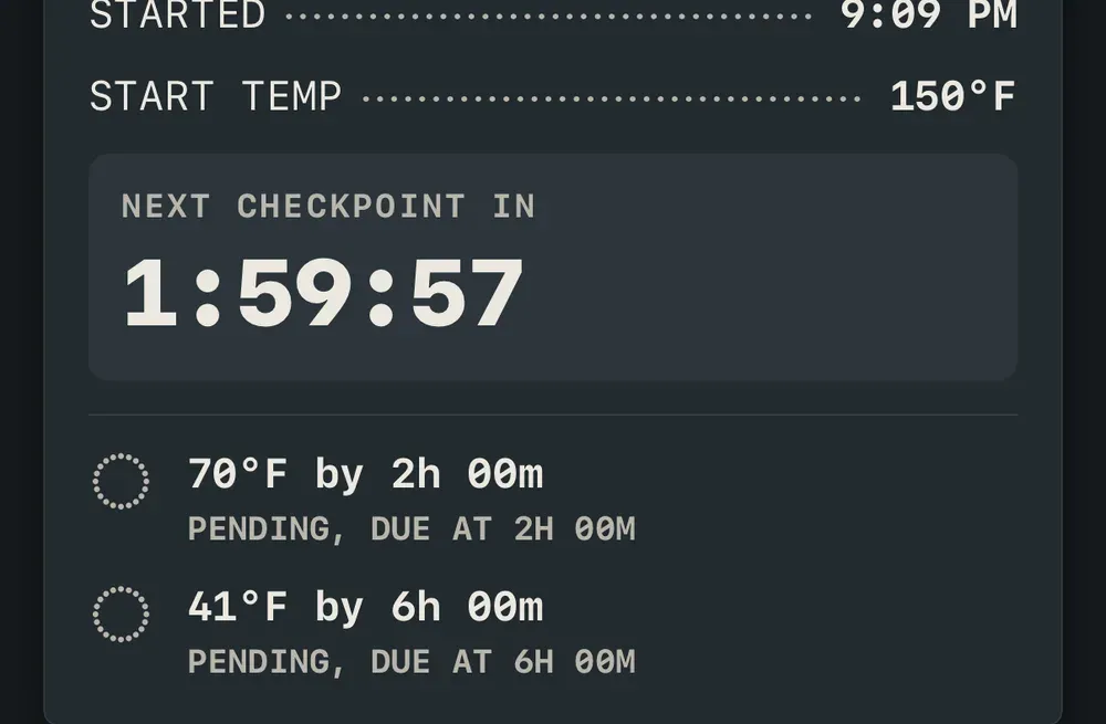 ServSafe Cooling Log with a batch timer and temperature checkpoints